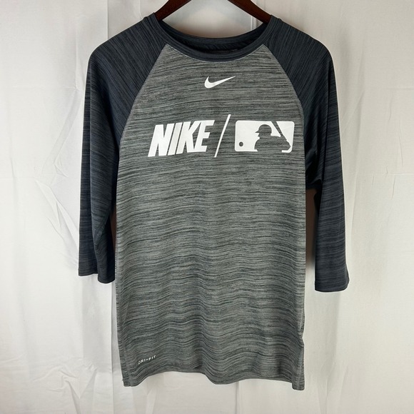 Nike Other - Nike MLB Training Shirt Mens Small Gray Black 3/4 Sleeve Dri-FIT AA8260-010